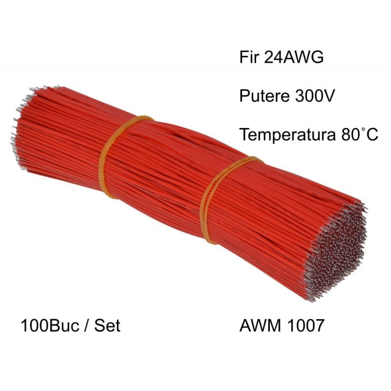 Cablu Rosu 15CM - 24AWG, 100BUC