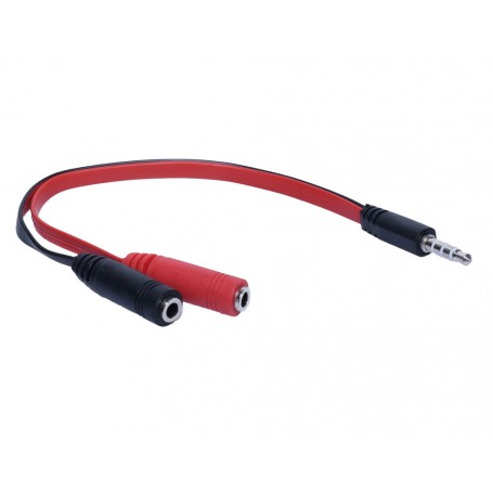 Cablu Audio Jack 3,5mm Tata - 2 Jack 3,5mm Mama, 20cm