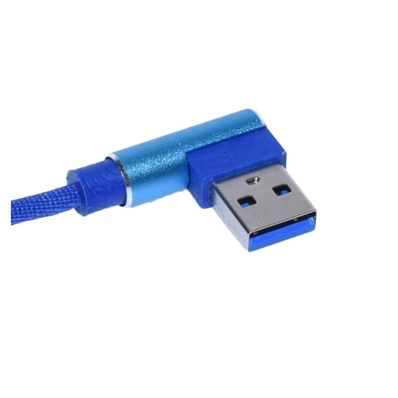 Cablu de Date USB - iPhone Lighting cu cot la 90, Albastru, 1m