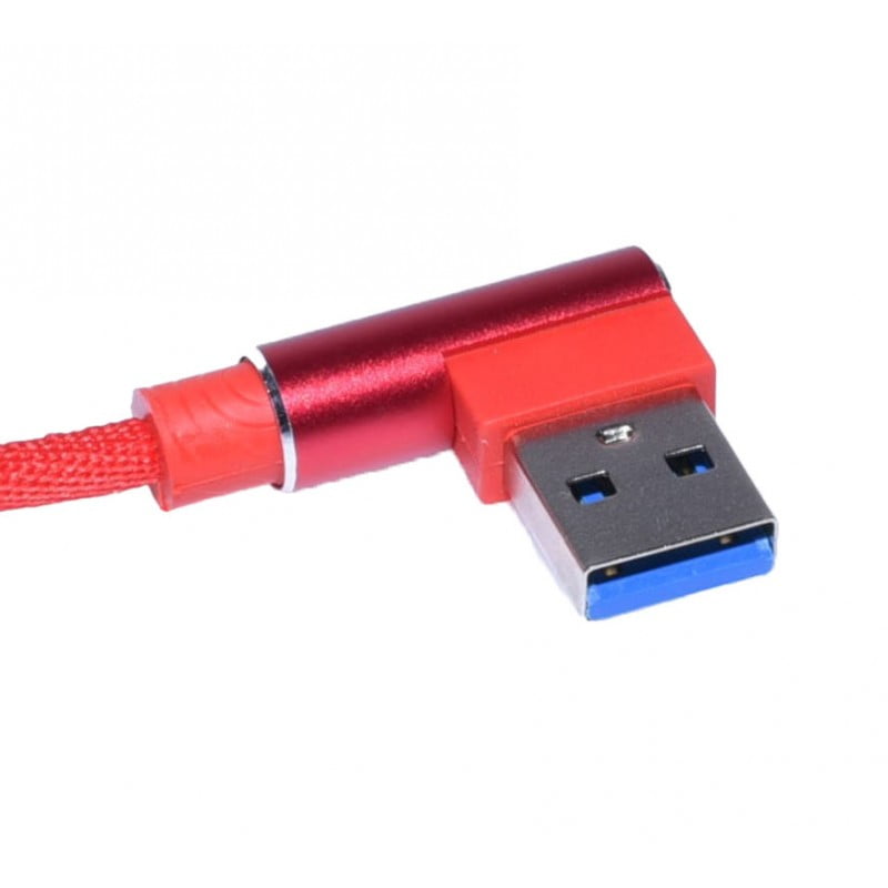 Cablu de Date USB – Type-C cu cot la 90, Rosu, 1m
