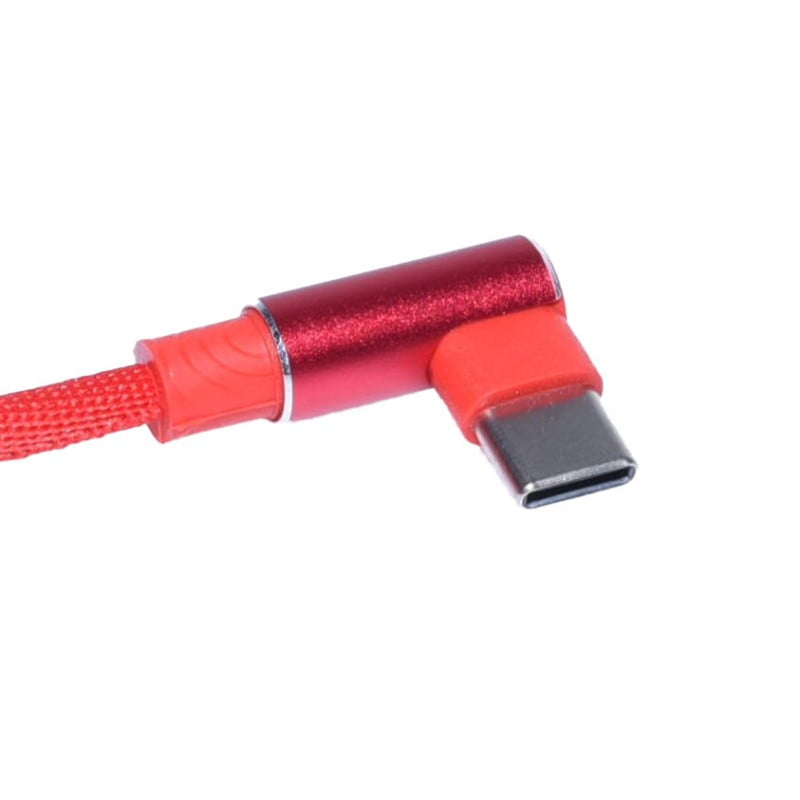 Cablu de Date USB – Type-C cu cot la 90, Rosu, 1m