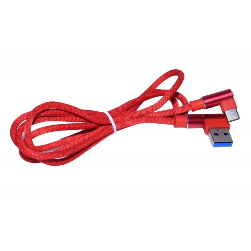Cablu de Date USB – Type-C cu cot la 90, Rosu, 1m