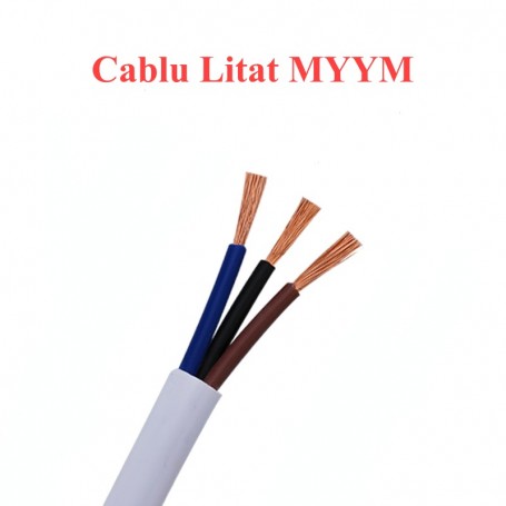 Cablu Electric Litat MYYM Alb 3x1mm / 100m