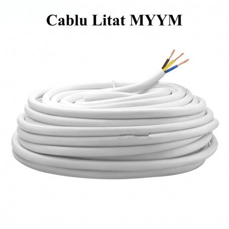 Cablu Electric Litat MYYM Alb 3x1,5mm / 100m