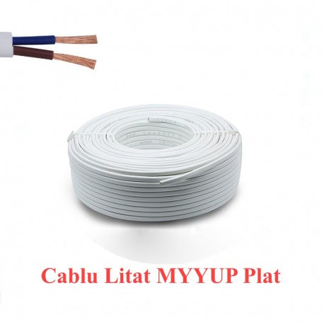 Cablu Electric Plat Alb 2x1,5mm (MYYUP) 100m/Rola