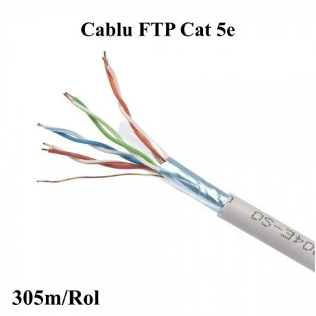 Cablu FTP 8 fire x 0,55mm² Cat 5, 305m/Rol