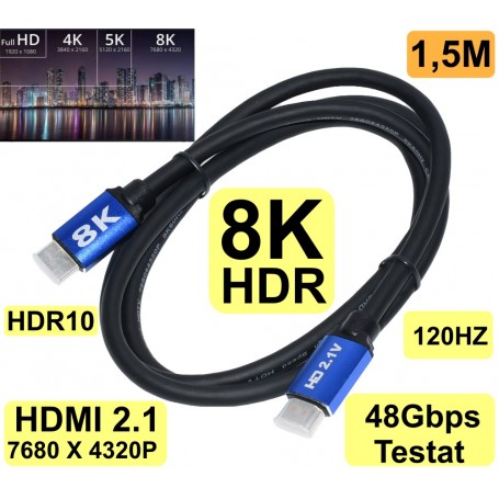 Cablu Hdmi HDTV 8K 2,1V, 1,5M, Verde/Negru, ElectroAZ