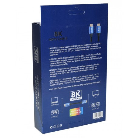 Cablu Hdmi HDTV 8K 2,1V, 3M, Verde/Negru, ElectroAZ