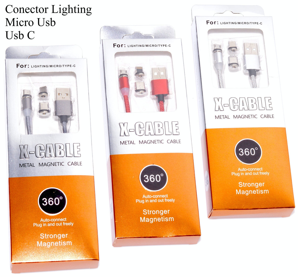 Cablu Magnetic de incarcare iPhone/Type-C/Micro-Usb, 3 Mufe incluse