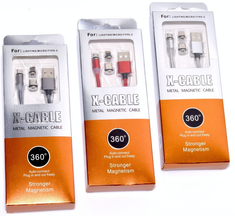 Cablu Magnetic de incarcare iPhone/Type-C/Micro-Usb, 3 Mufe incluse