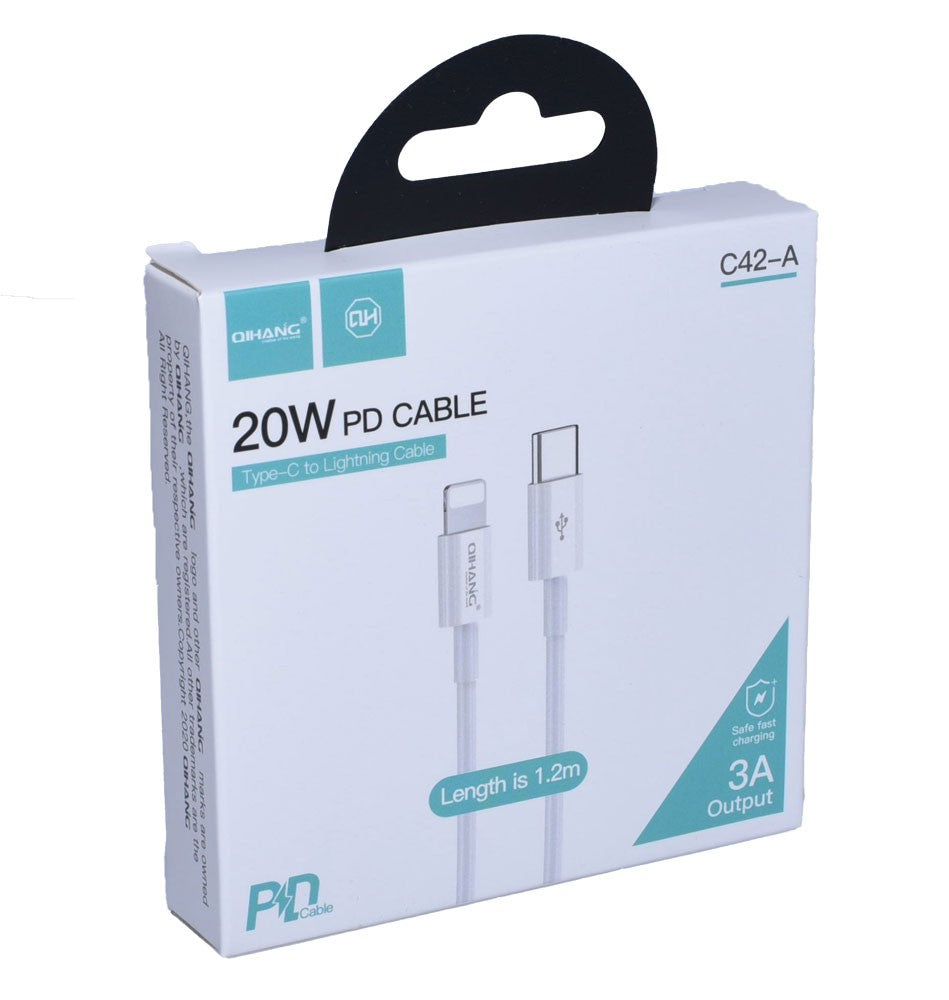 Cablu Fast Charge, Type-C la Lightning, Compatibil iPhone, 1,2m, 20W