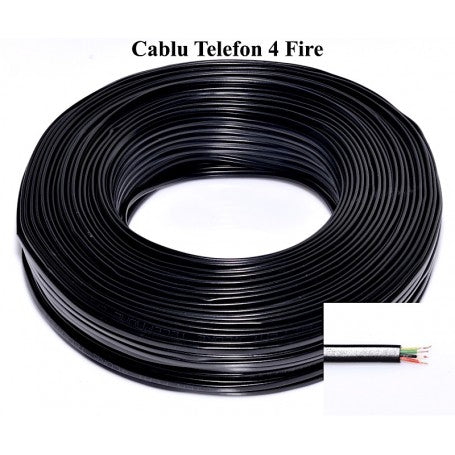 Cablu Telefonic Negru 4 Fire, 100m/Rol
