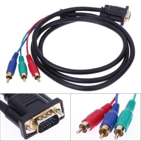 Cablu VGA tata - 3x RCA, 1,5 m