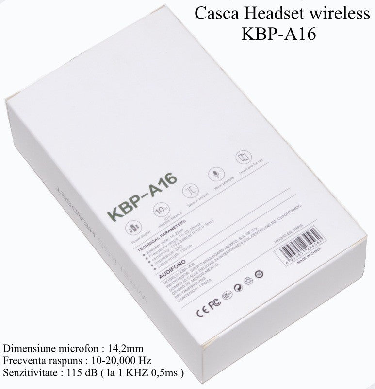 Casca Headset Wireless Bluetooth - KBP-A16