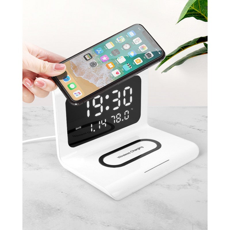 Ceas Alb cu Incarcare Wireless si Data