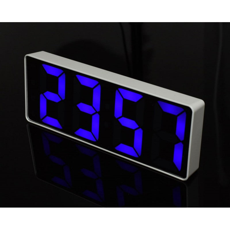 Ceas Oglind cu LED Albastru si Alarma