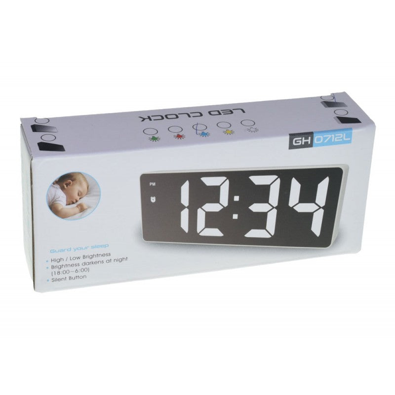 Ceas Oglind cu LED Albastru si Alarma