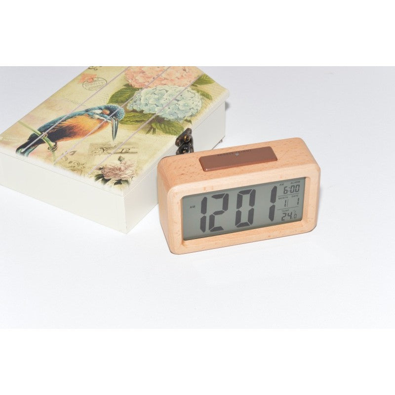 Ceas Digital din Lemn cu LCD si Alarma