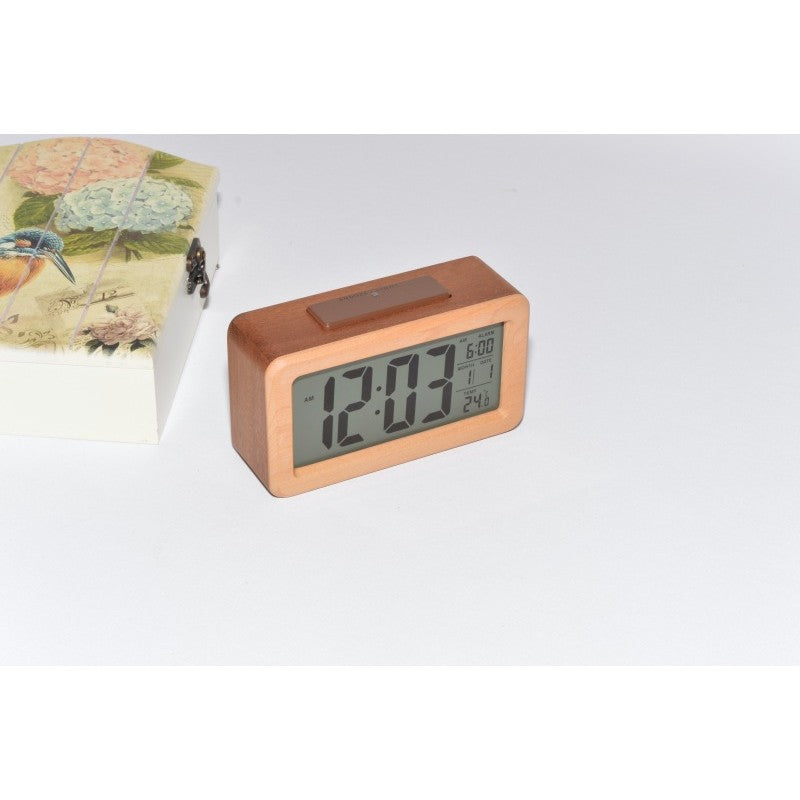 Ceas Digital din Lemn cu LCD si Alarma