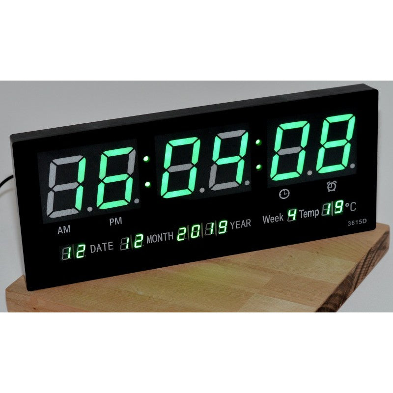 Ceas Digital LED Verde, Alarma, 3615D