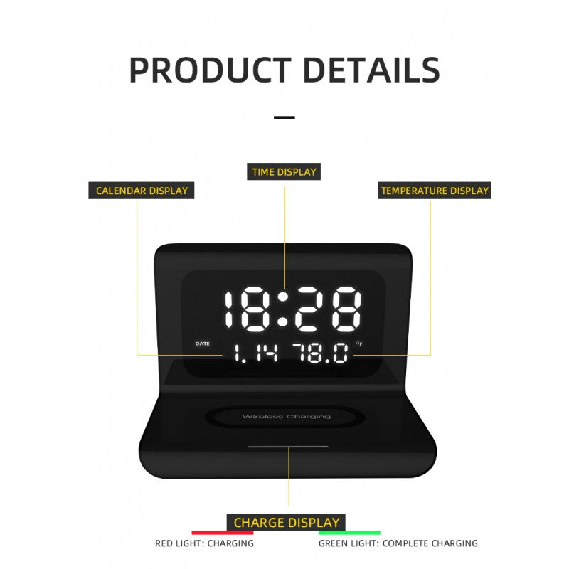 Ceas Negru Incarcare Wireless si Data