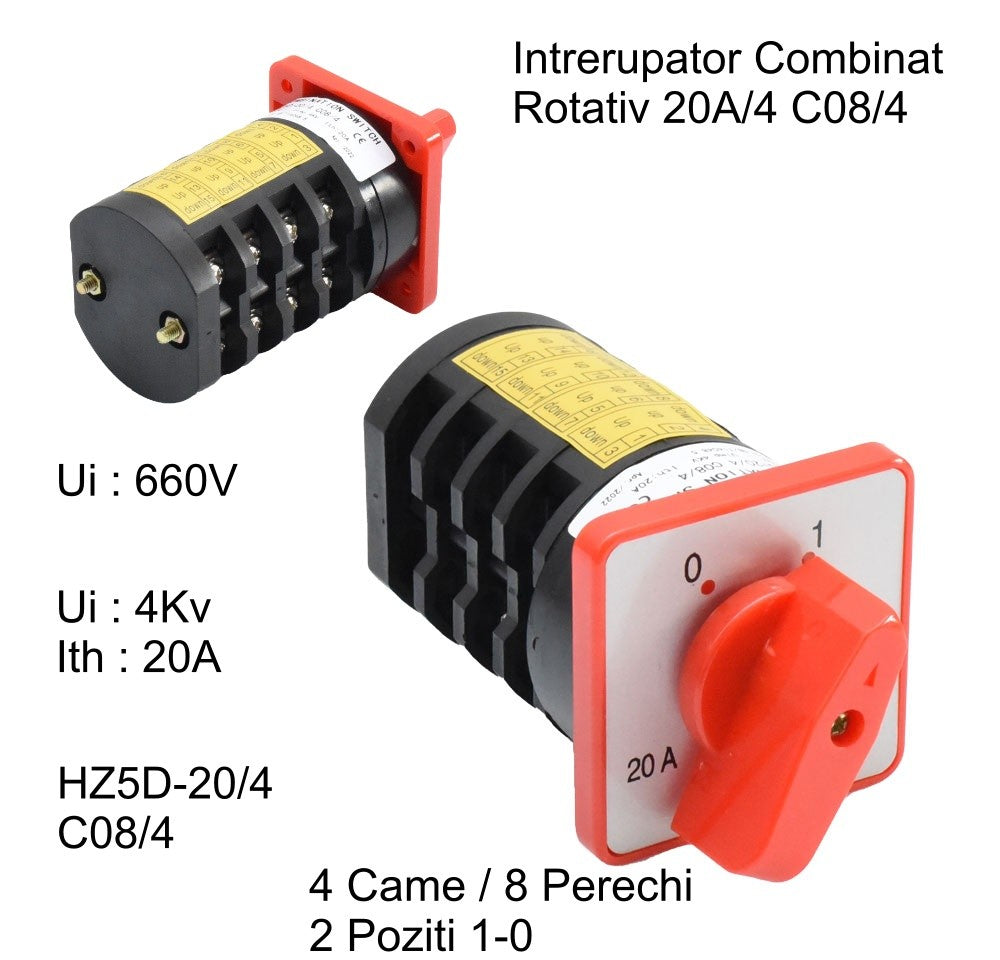 Comutator Rotativ 4 Came 1-0 / 20A - C08/4