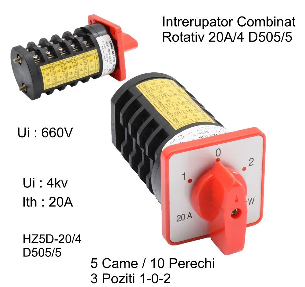 Comutator Rotativ 5 Came 1-0-2 / 20A - D505/5