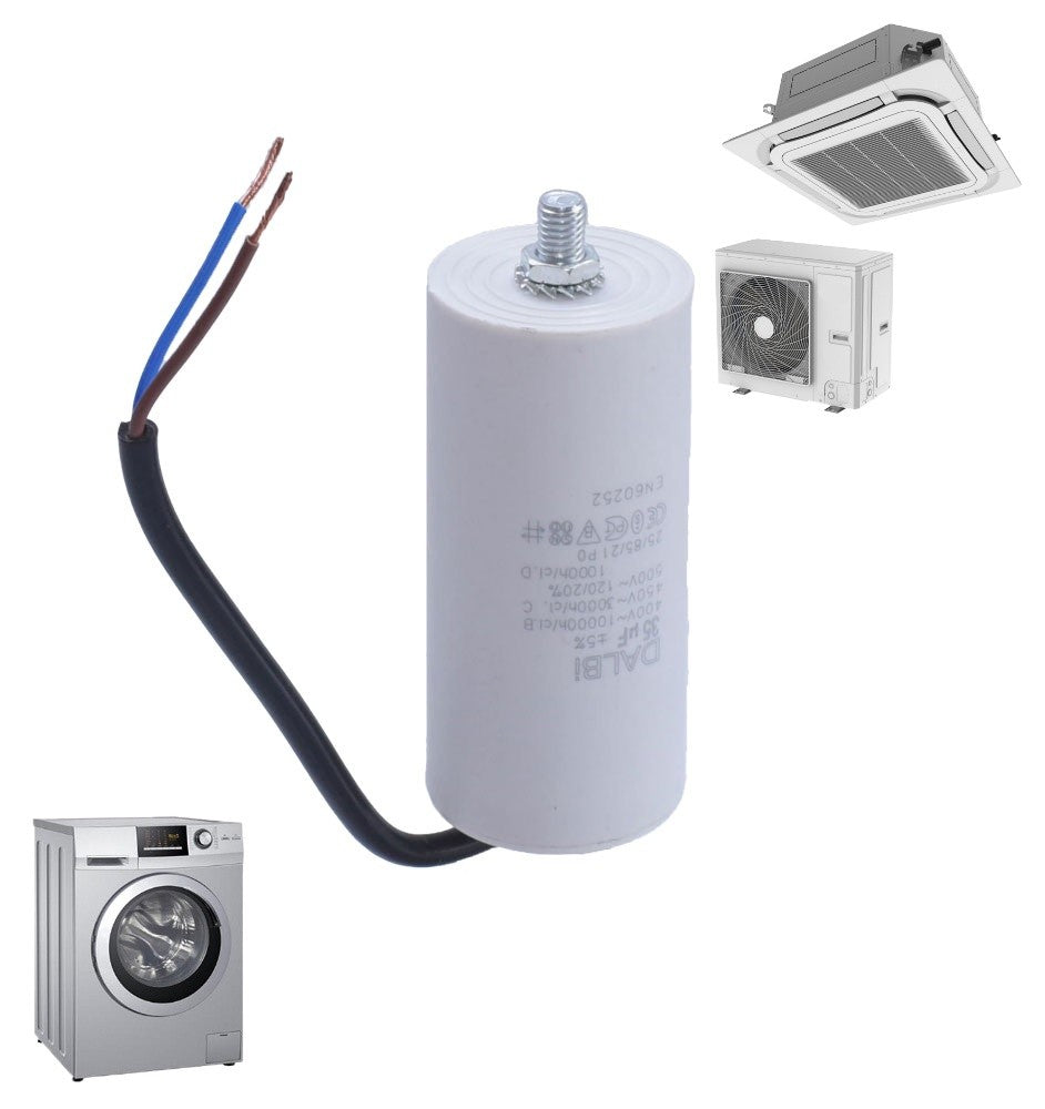 Condensator Motor cu Surub si Fire - 35uf / 450V