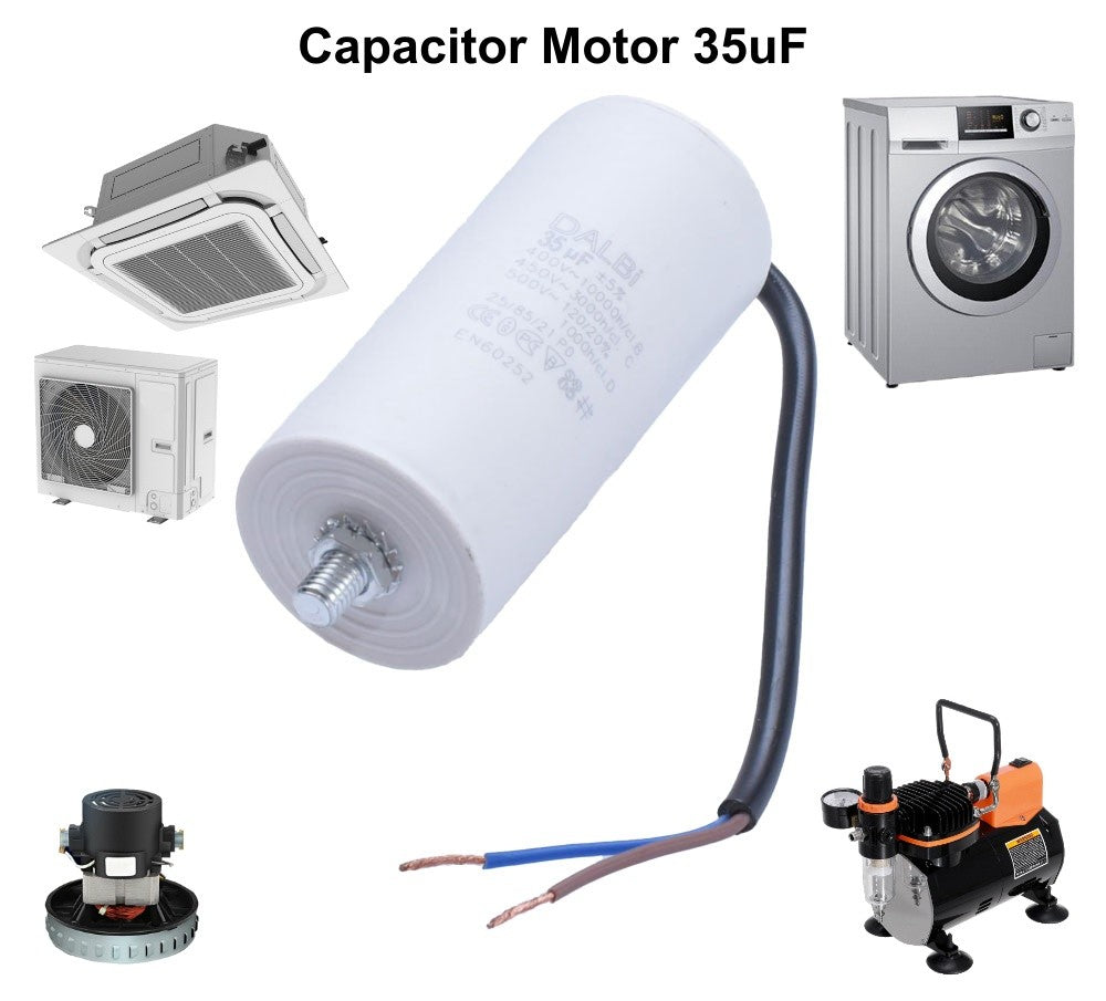 Condensator Motor cu Surub si Fire - 35uf / 450V