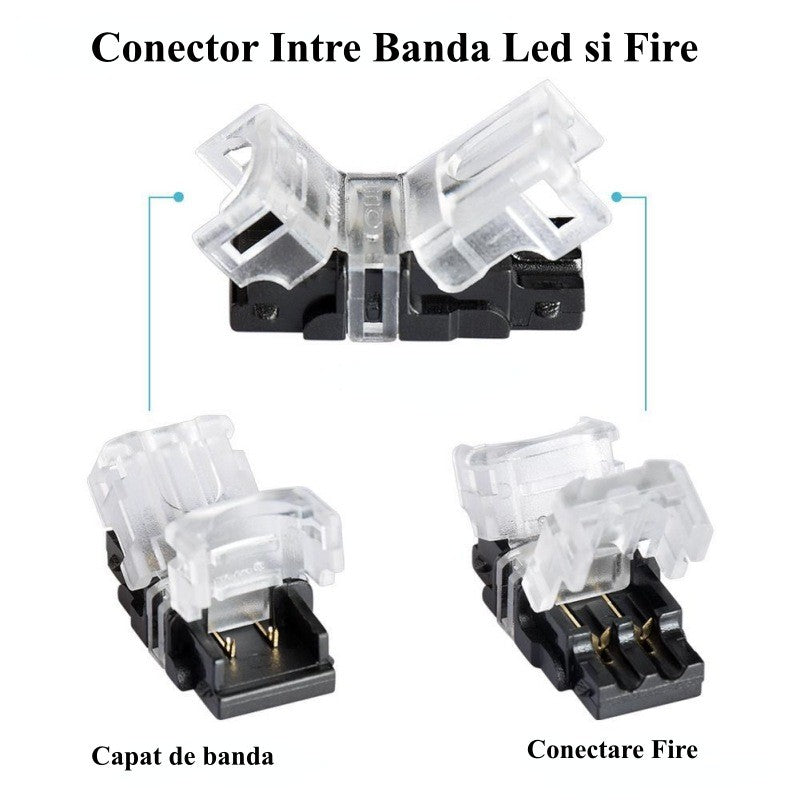 Conector Banda Led 10mm, 2 Pini, 2 Fire