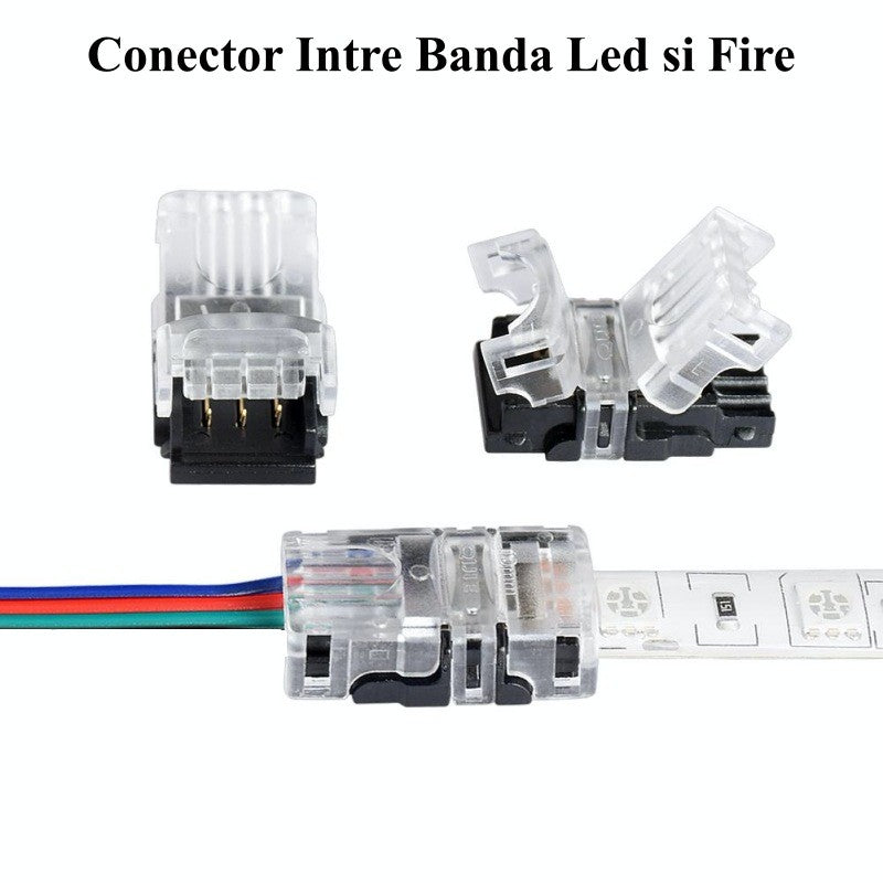 Conector Banda Led 10mm, 3 Pini, 3 Fire