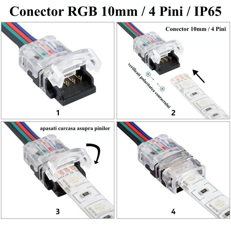 Conector Banda Led 10mm, 4 Pini, 4 Fire