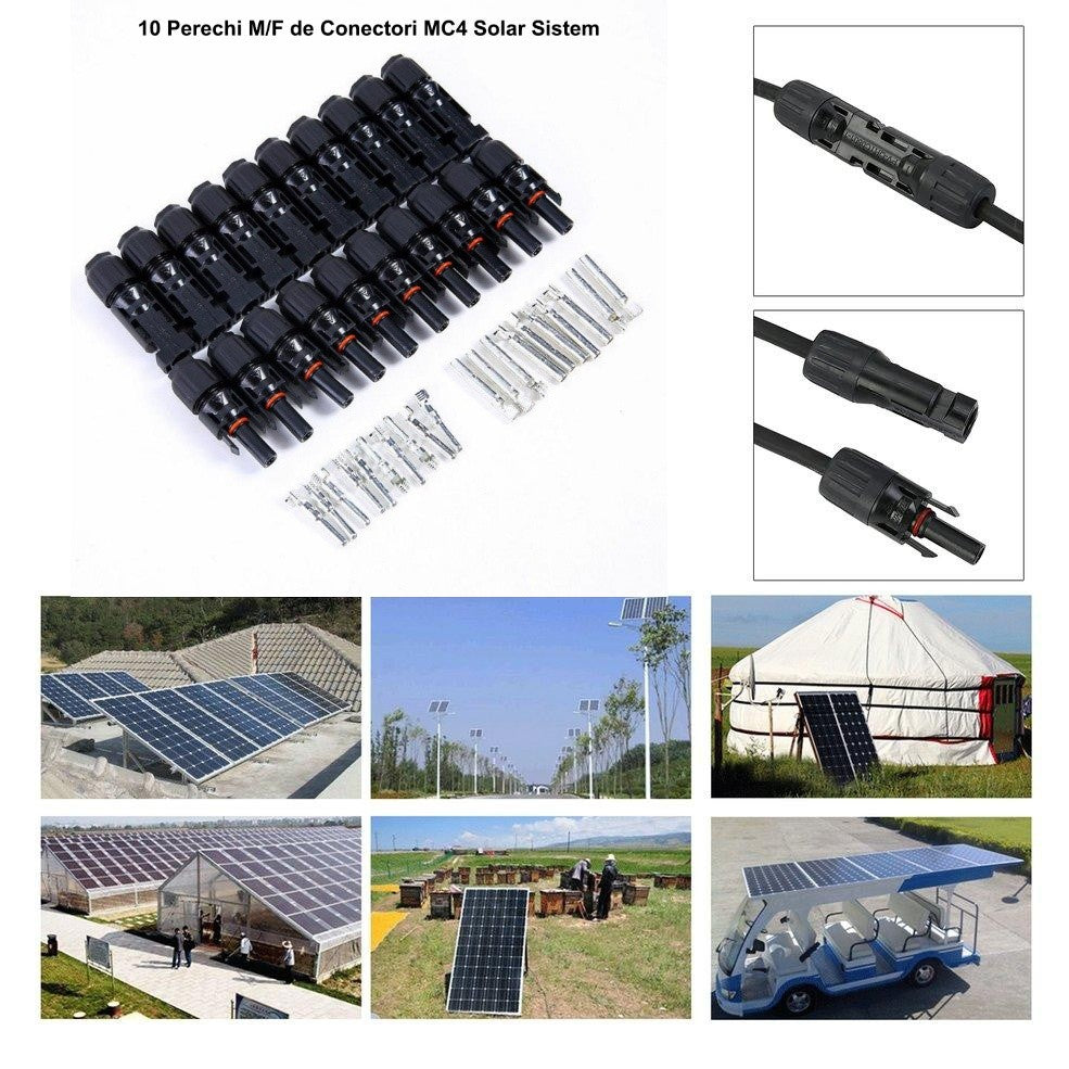 Conector MC4 pentru Sistem Solar Fotovoltaic, Kit 10 buc, Set F/M