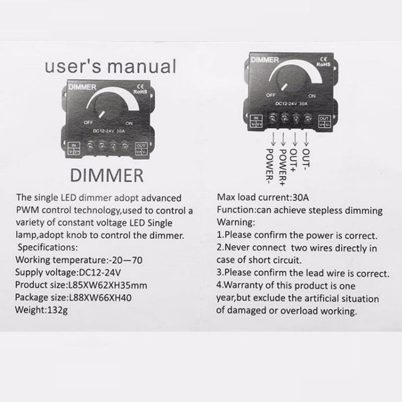 Dimmer Manual Led 12-24V / 30A