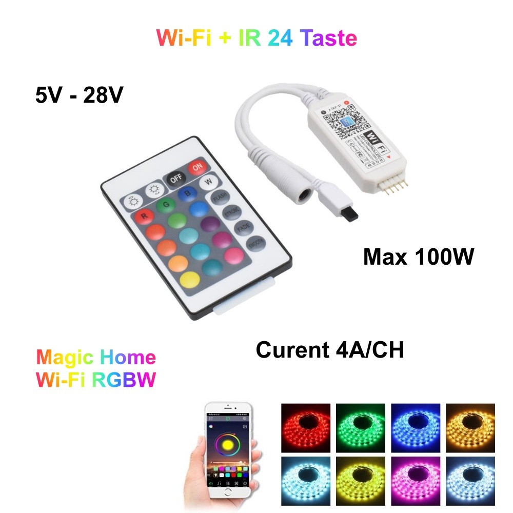 Controller Smart Magic Wifi Led RGBW + Telecomanda 24
