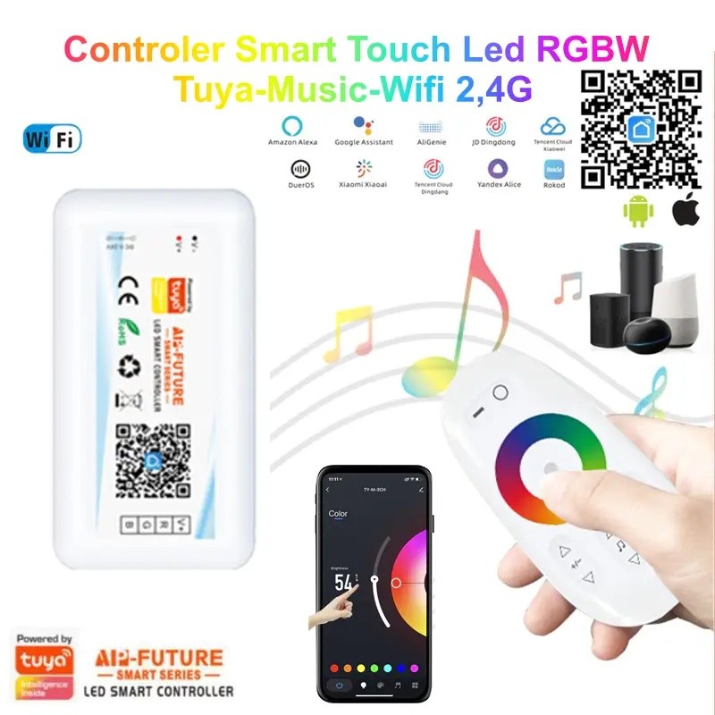 Controller Smart Touch Led RGBW,Tuya-Music-Wifi 2,4G