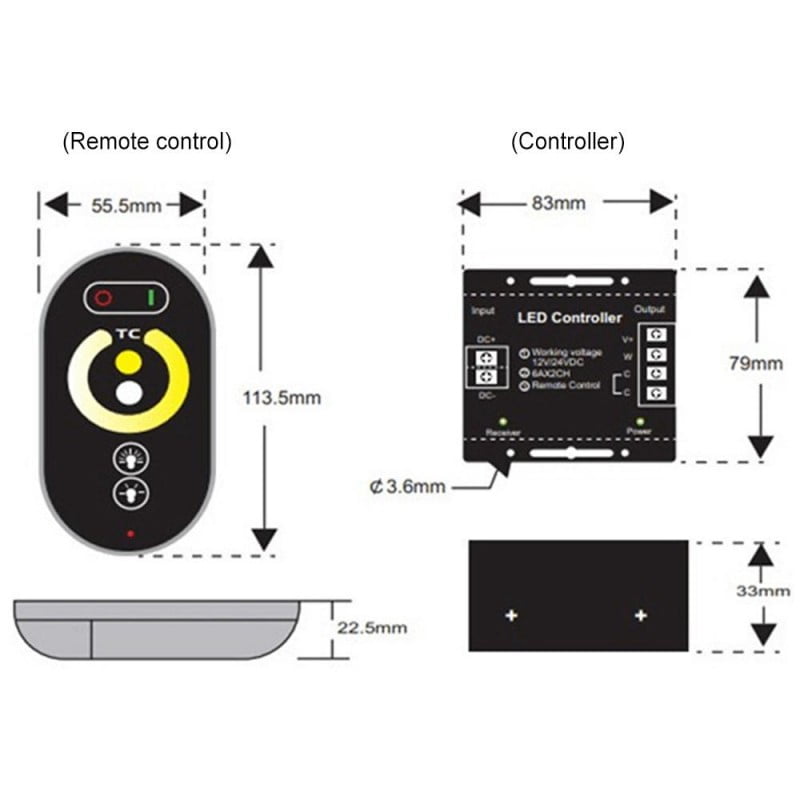 Controler Led Monocrom, Touch, 12V/24V