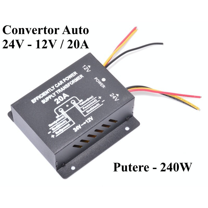 Convertor Auto de Tensiune Pentru Curent 24V-12V DC / 20A