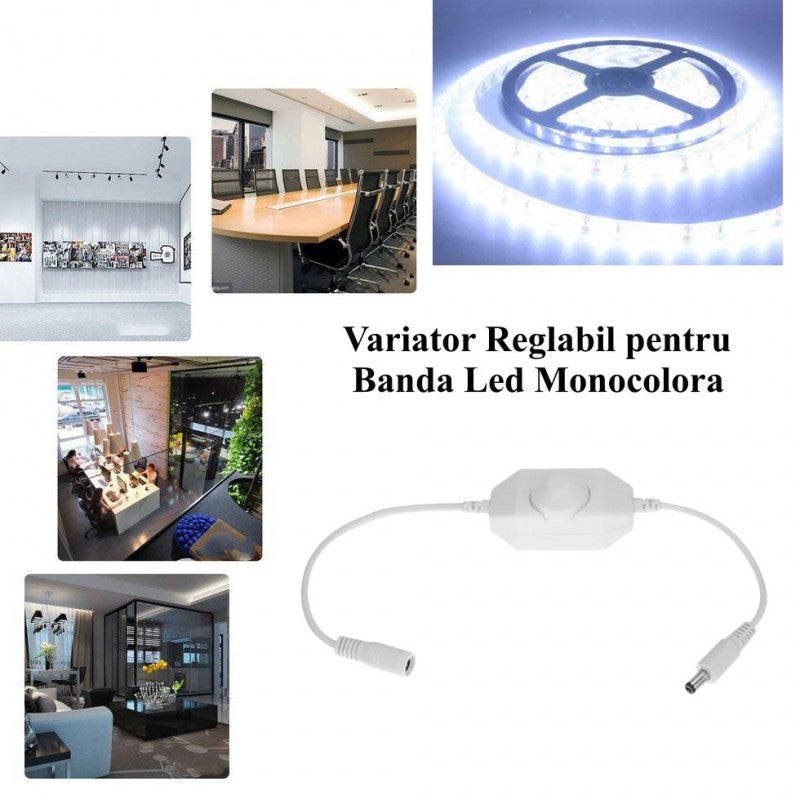 Dimmer Intrerupator Alb, Mufa DC 2,1mm