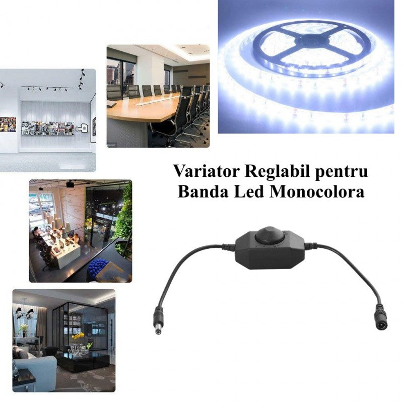 Dimmer Intrerupator, Mufa 2,1mm, Negru