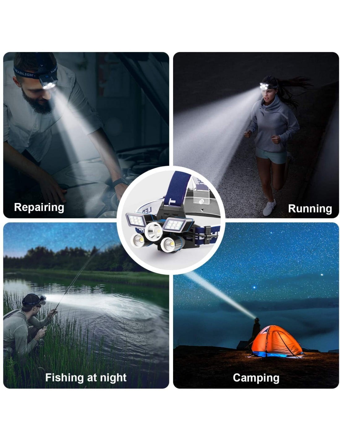 Lanterna de Cap cu 21 LED, Premium + 2 Acumulatori Li-Ion, ElectroAZ