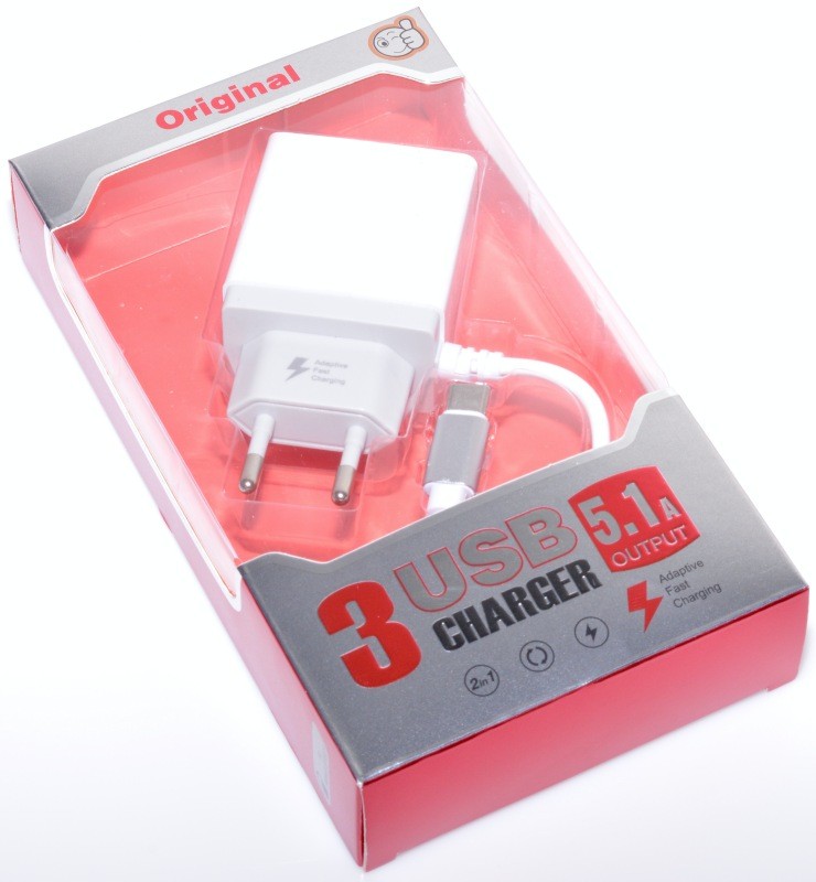 Incarcator Retea FAST - 5,1A / Tip C + 3 x Usb