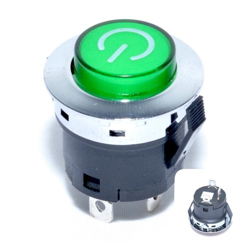 Intrerupator Buton Push Verde 12V - 20A cu Led