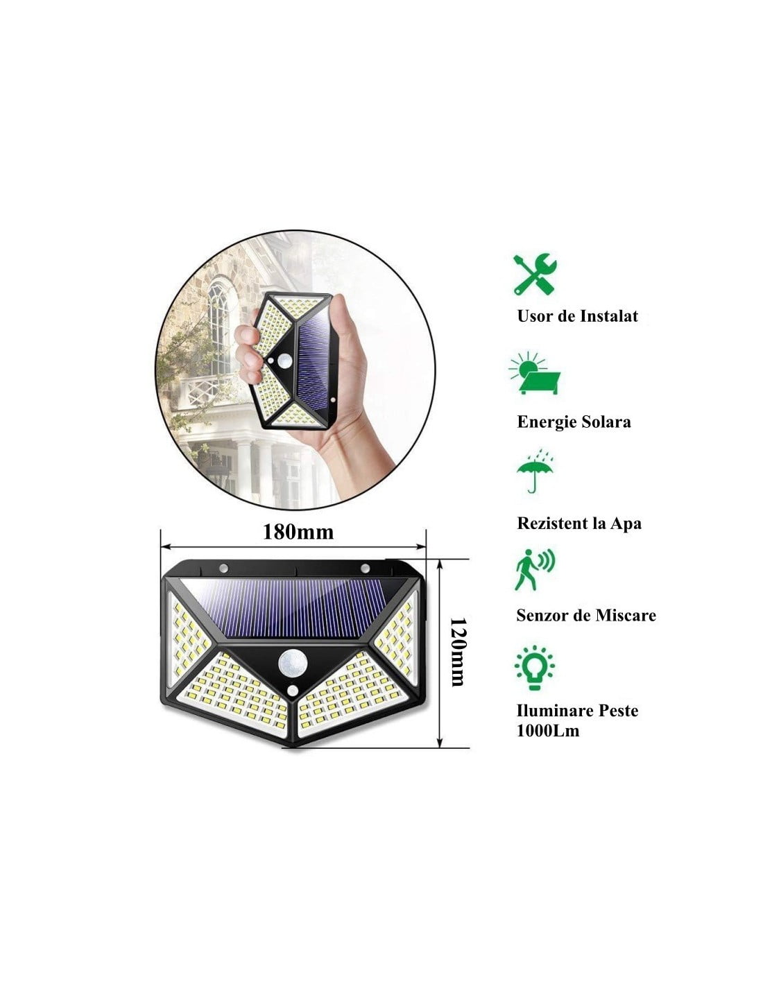 Lampa Solara de Perete Senzor 114 Led