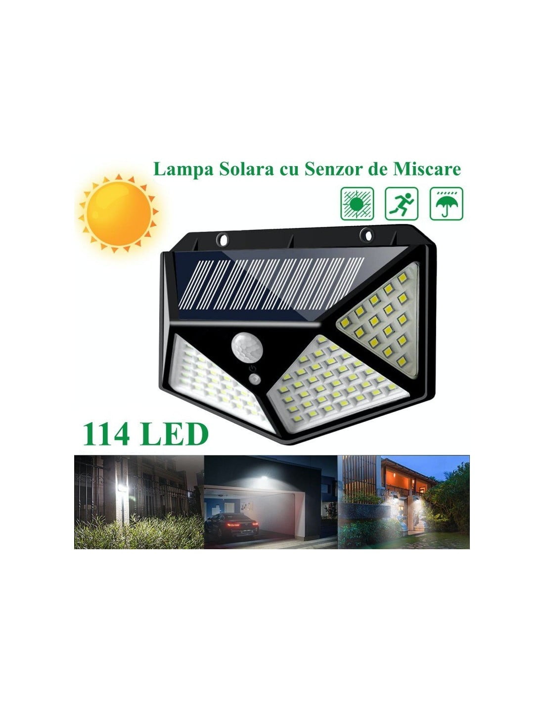 Lampa Solara de Perete Senzor 114 Led