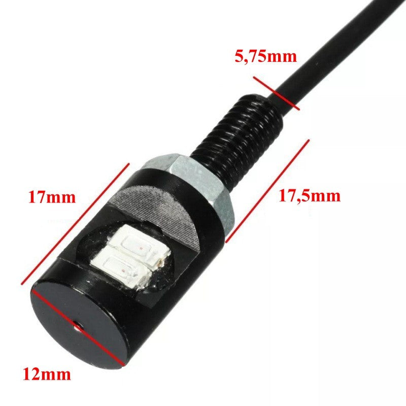 LED Auto SMD, Diametru 12mm, 12V, Fir 25cm, Set 2 Buc, Alb