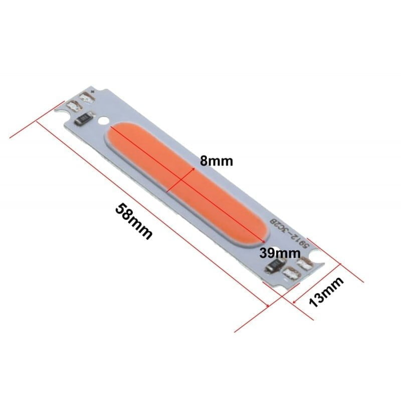LED Cob cu 6 segmente Led, 58X13MM, 2W, Lumina Rosu