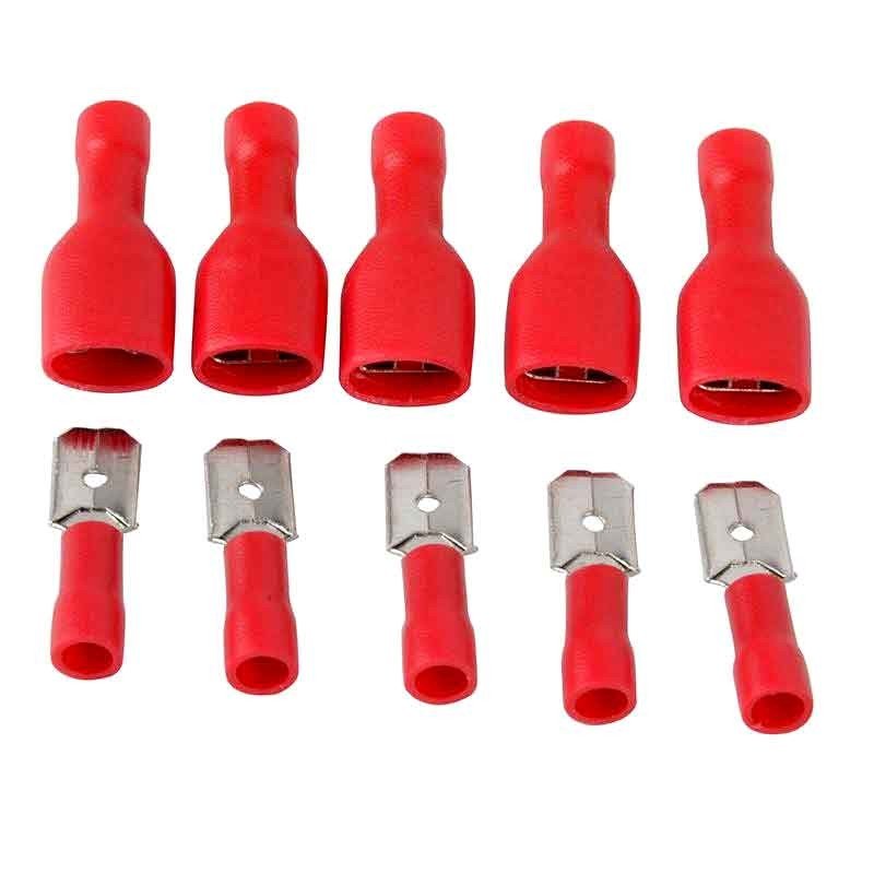 Papuci Auto Terminali Izolati - Rosu / 6,3mm Mama+Tata 200Buc/Set