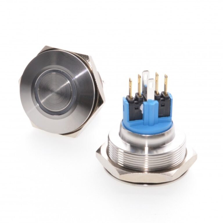 Buton Push 30mm cu Retinere 24V Led Rosu