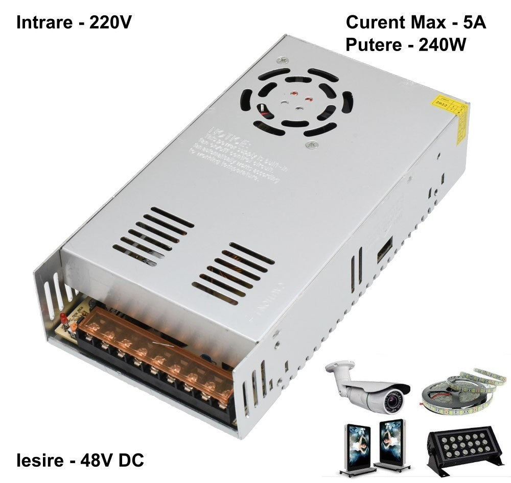 Sursa de Alimentare Slim, Carcasa Metalica, 220V-48V/240W-5A